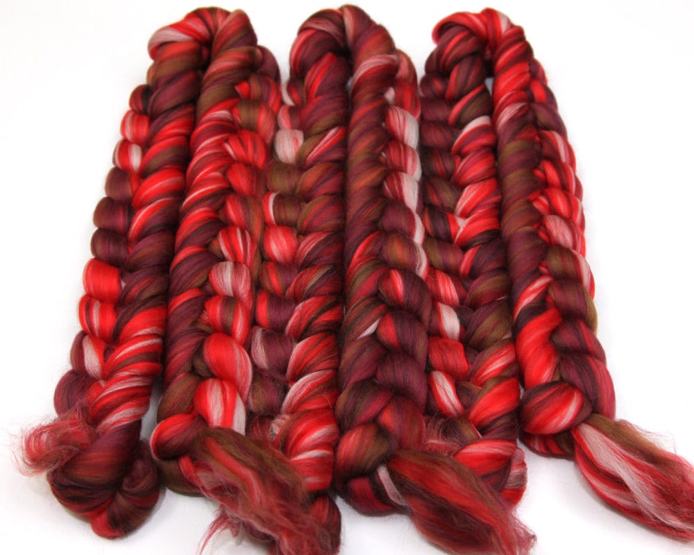 Merino Wool Roving (combed top) - Custom Blended Commercially Dyed Roving for Spinning or Felting - 4 oz