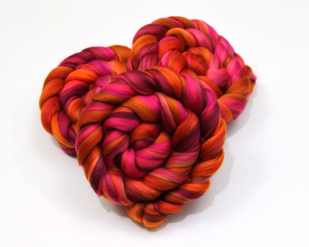 Merino Wool Roving (combed top) - Custom Blended Commercially Dyed Roving for Spinning or Felting - 4 oz