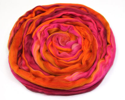 Merino Wool Roving (combed top) - Custom Blended Commercially Dyed Roving for Spinning or Felting - 4 oz