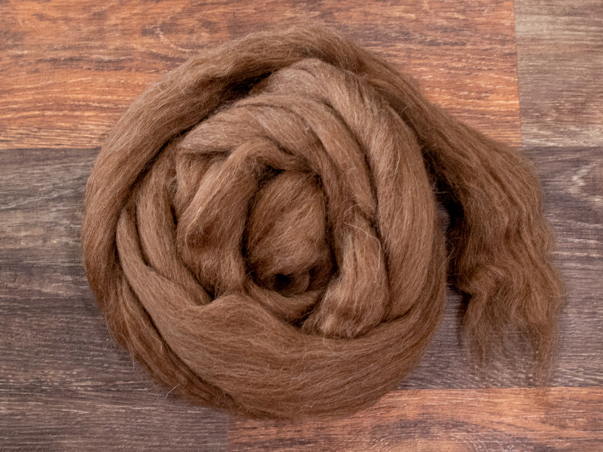 Finnish Wool Combed Top, Natural Brown, Undyed, 4 oz, for Spinning and Felting