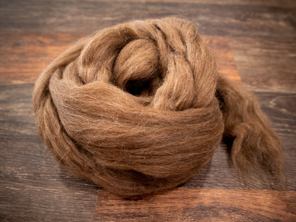 Finnish Wool Combed Top, Natural Brown, Undyed, 4 oz, for Spinning and Felting