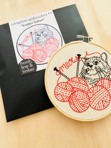 Knittin' Kitten Embroidery Kit